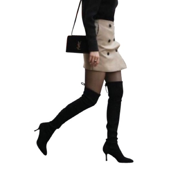 STUART WEITZMAN Black Suede Solid Tiemodel Over-The-Knee Boot - Picture 2 of 11